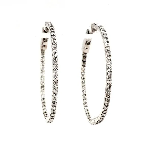 14K White Gold Inside Outside 1 Carat Diamond Hoop Earrings Quality Gem LLC Bethel, CT