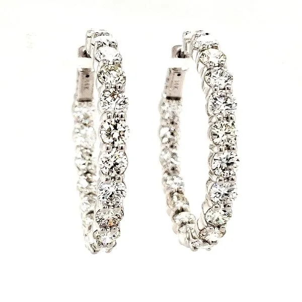 14K White Gold Inside Outside Diamond Hoop Earrings Quality Gem LLC Bethel, CT