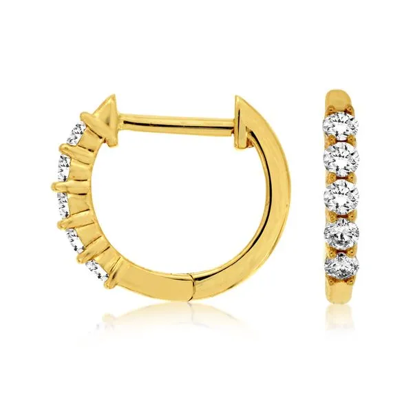 14K Yellow Gold Diamond Huggie Hoop Earrings Quality Gem LLC Bethel, CT