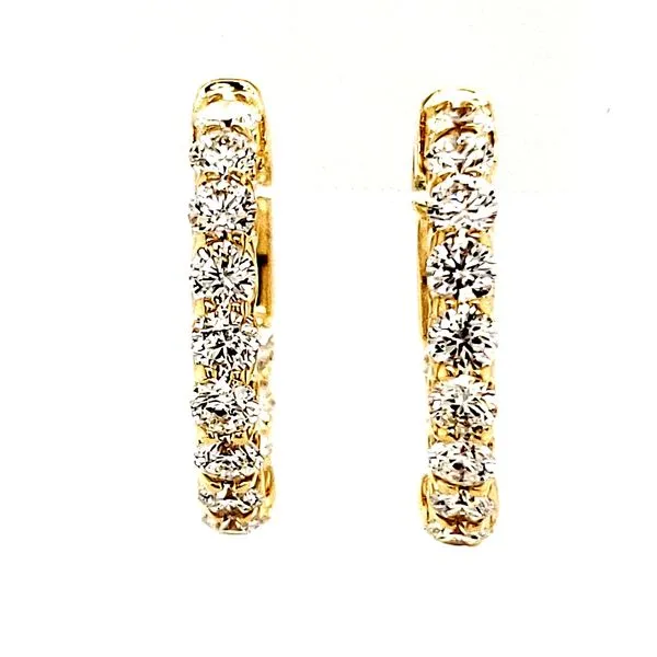 14K Yellow Gold 1.74 Carat Diamond Hoop Earrings Image 2 Quality Gem LLC Bethel, CT