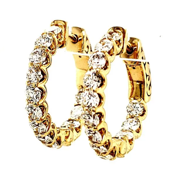14K Yellow Gold 1.74 Carat Diamond Hoop Earrings Image 3 Quality Gem LLC Bethel, CT