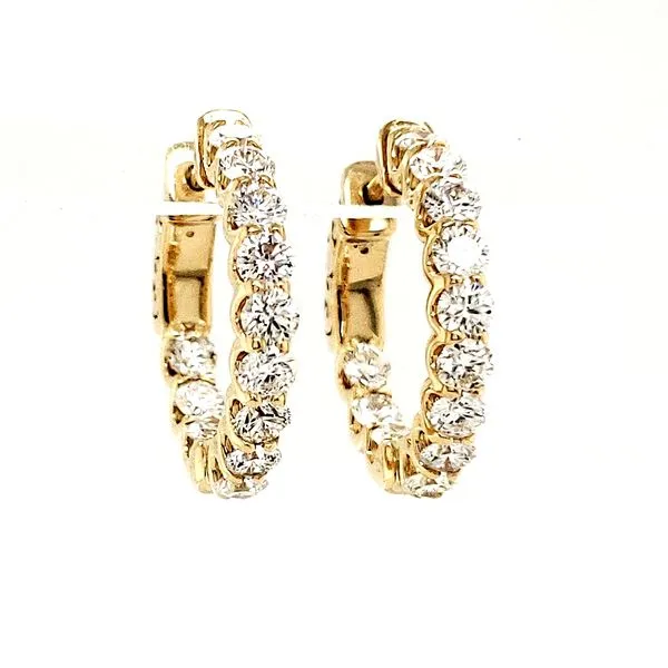 14K Yellow Gold 1.74 Carat Diamond Hoop Earrings Quality Gem LLC Bethel, CT