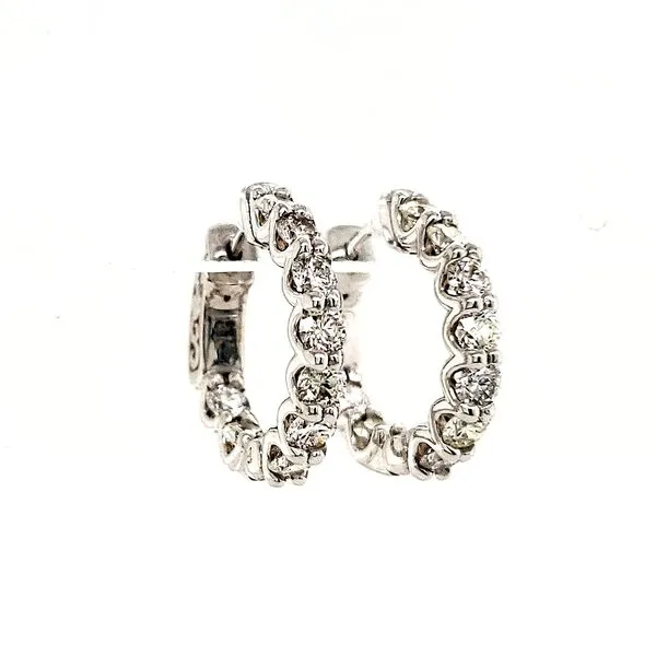 14K White Gold Inside Outside Diamond Hoop Earrings Quality Gem LLC Bethel, CT