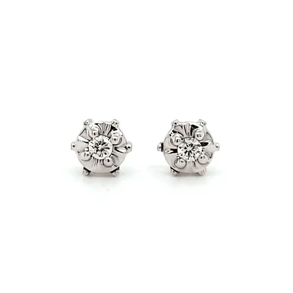 14K White Gold Miracle Diamond Stud Earrings Image 3 Quality Gem LLC Bethel, CT