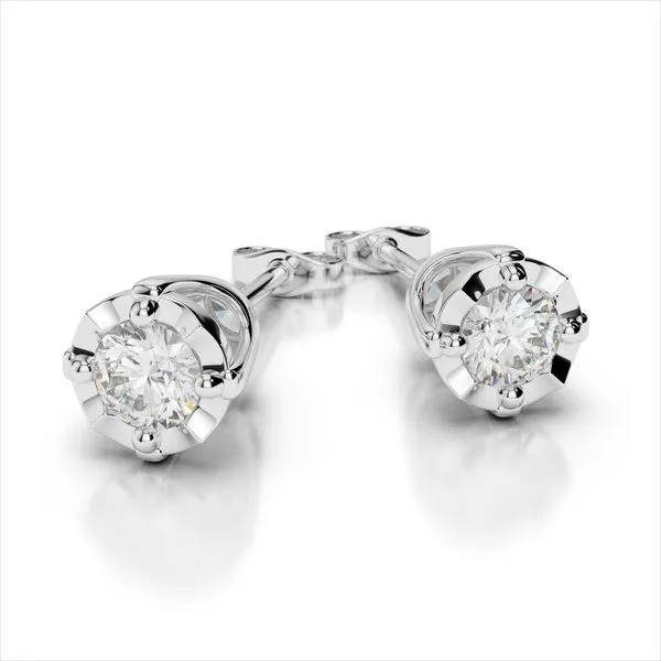 14K White Gold Miracle Stud 0.10ct Diamond Stud Earrings Quality Gem LLC Bethel, CT