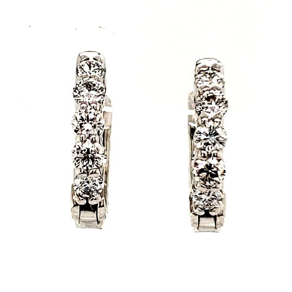 14K White Gold Share Prong Huggie Hoop 0.50 Carat Diamond Earrings Image 2 Quality Gem LLC Bethel, CT
