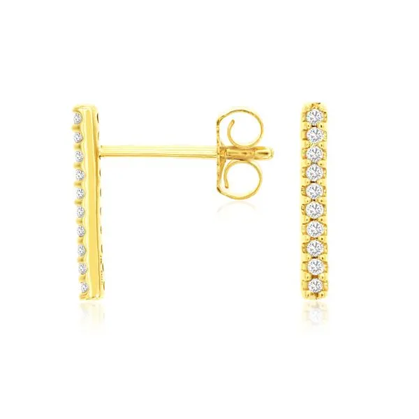 14K Yellow Gold Diamond Bar Earrings Quality Gem LLC Bethel, CT