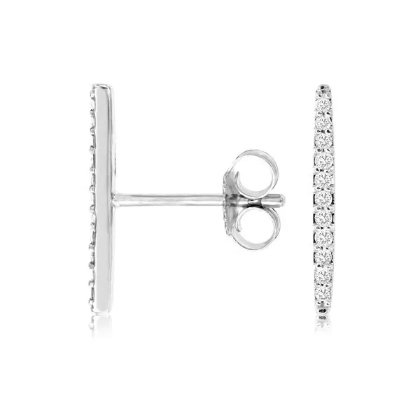 14K White Gold Diamond Bar Earrings Quality Gem LLC Bethel, CT