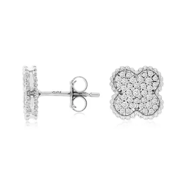 14K White Gold Diamond Quatrefoil Stud Earrings Quality Gem LLC Bethel, CT
