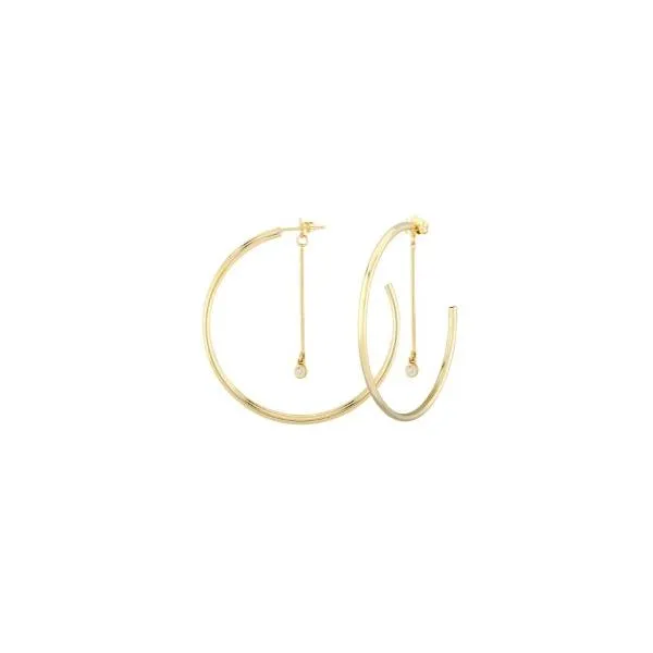 14K Yellow Gold Hoop with Bar Diamond Dangle Quality Gem LLC Bethel, CT