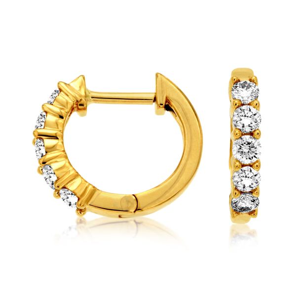 14K Yellow Gold Diamond Huggie Hoop Earrings Quality Gem LLC Bethel, CT