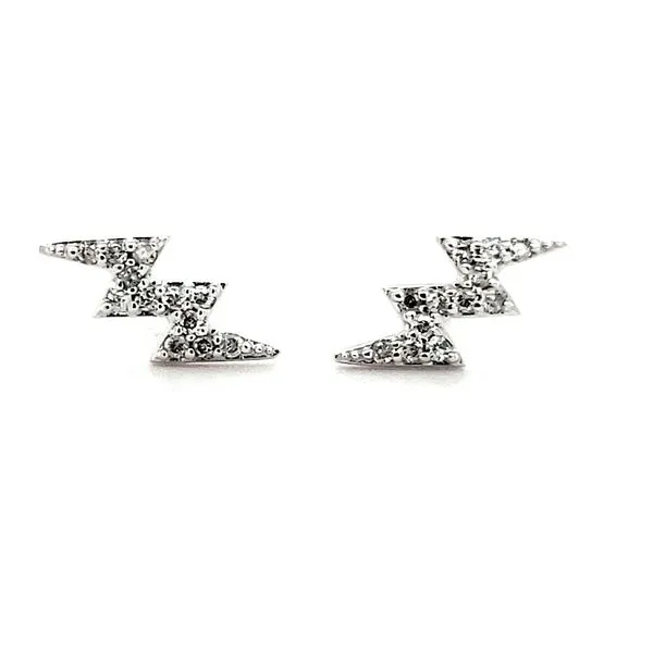 14K White Gold Diamond Lightning Bolt Earrings Quality Gem LLC Bethel, CT