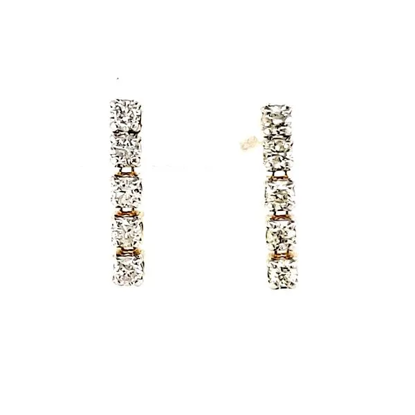 14K White Gold Flexible Bar Diamond Earrings Image 2 Quality Gem LLC Bethel, CT