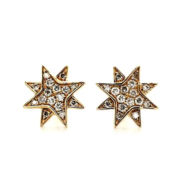 14K Yellow Gold Diamond Starburst Stud Earrings Quality Gem LLC Bethel, CT