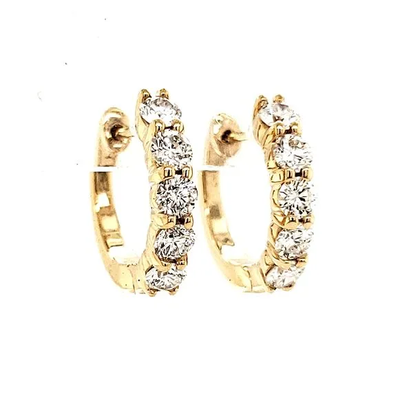 14K Yellow Gold Diamond Hoop Huggie Earrings Quality Gem LLC Bethel, CT