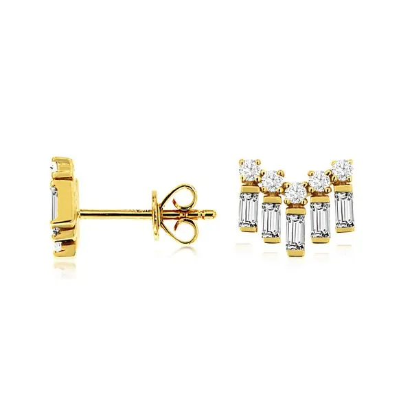 14K Yellow Gold Diamond Chevron Stud Earrings Quality Gem LLC Bethel, CT
