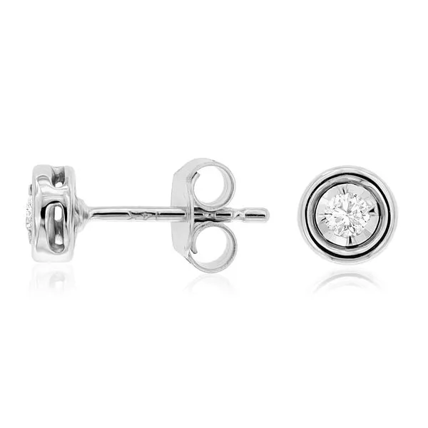 14K White Gold Illusion Set Diamond Bezel Stud Earrings Quality Gem LLC Bethel, CT