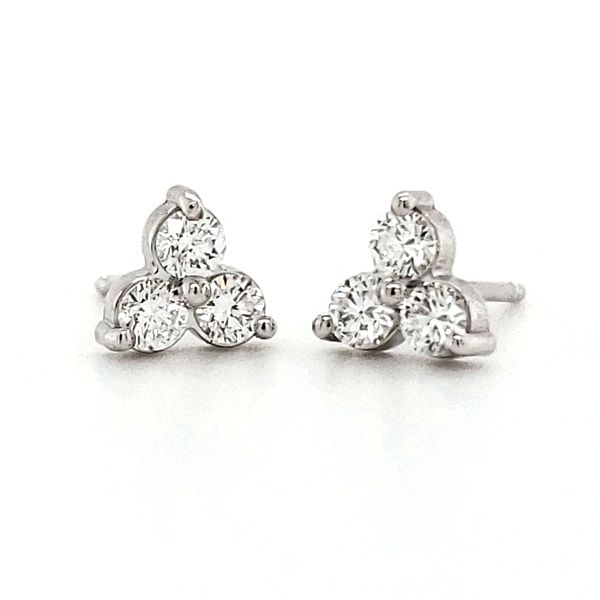 14K White Gold 3 Stone Cluster Earrings Quality Gem LLC Bethel, CT