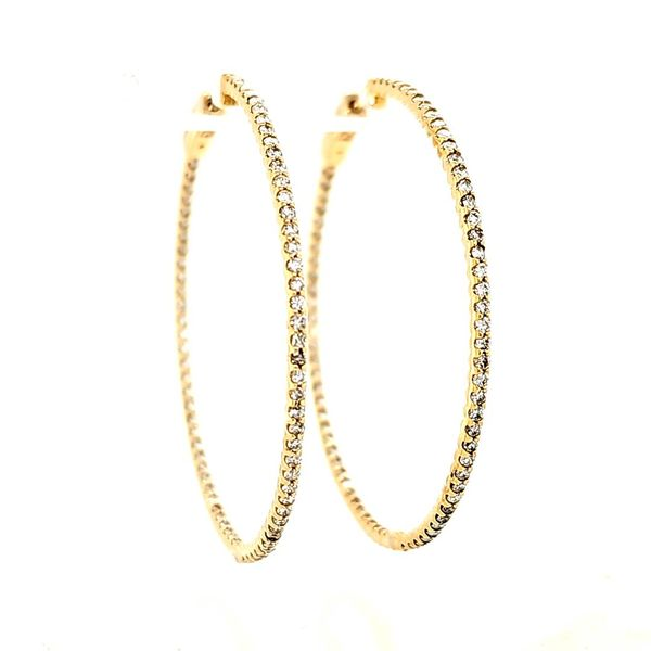 14K Yellow Gold Inside/Outside Diamond Hoop Earrings Quality Gem LLC Bethel, CT