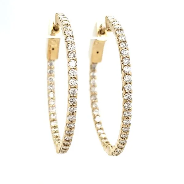 14K Yellow Gold Inside/Outside Diamond Hoop Earrings Quality Gem LLC Bethel, CT