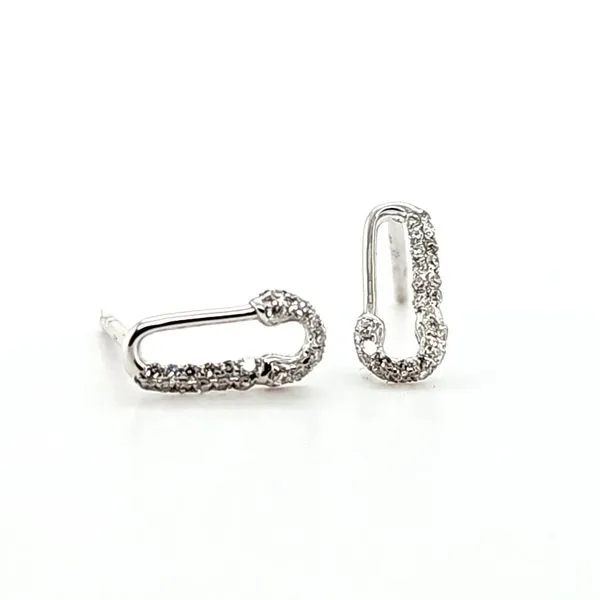14K White Gold Diamond SafetyPin Earrings Quality Gem LLC Bethel, CT
