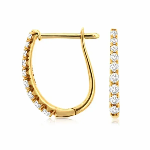 14K Yellow Gold Diamond Oval Hoop Earrings Quality Gem LLC Bethel, CT