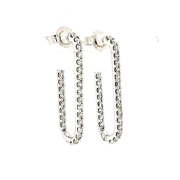 14K White Gold Open Elongated Oval Diamond Earrings Quality Gem LLC Bethel, CT