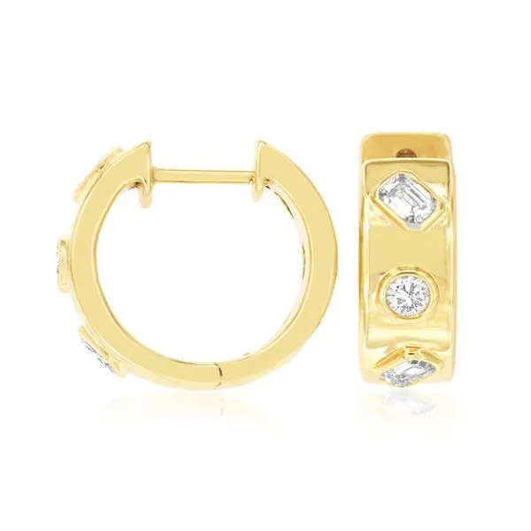 14K Yellow Gold Diamond Huggie Earrings Quality Gem LLC Bethel, CT
