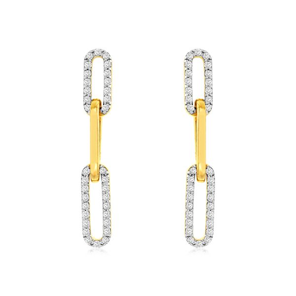 14K Yellow Gold Diamond Paperclip Dangle Earrings Quality Gem LLC Bethel, CT