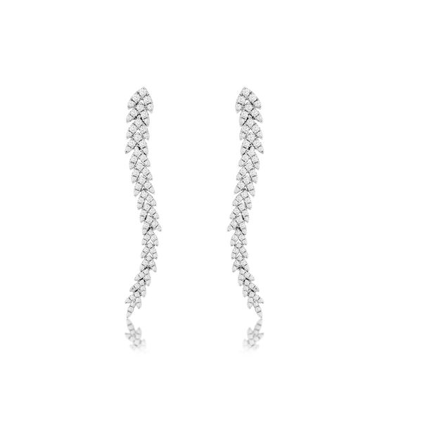 14K White Gold Diamond Chevron Dangle Earrings Quality Gem LLC Bethel, CT