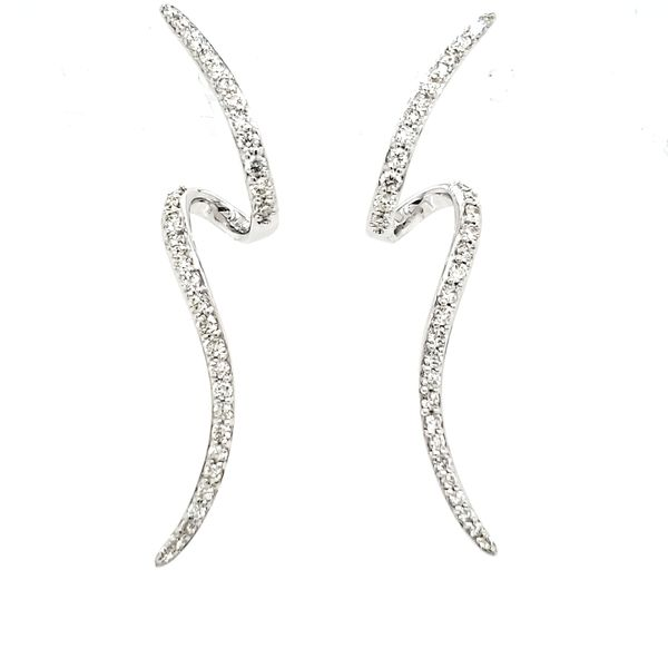 14K White Gold Squiggle Diamond Drop Earrings Image 2 Quality Gem LLC Bethel, CT