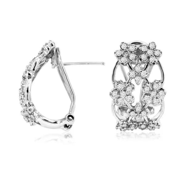 14K White Gold Wide Floral Diamond Earring Quality Gem LLC Bethel, CT