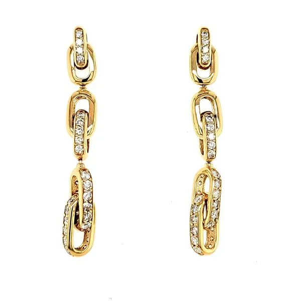 14K Yellow Gold Triple Clip Diamond Dangle Earrings Quality Gem LLC Bethel, CT