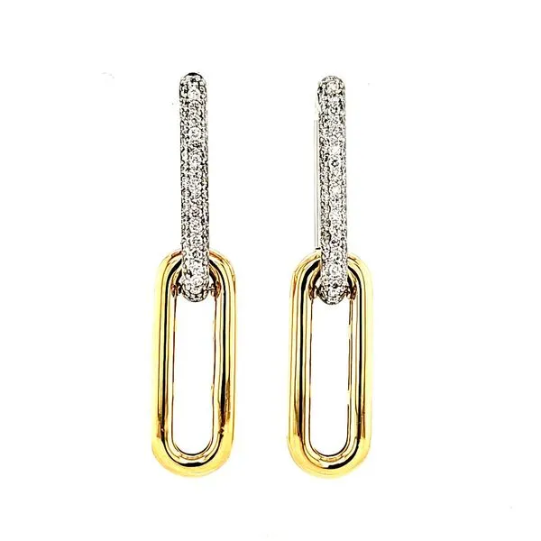 14K Two Tone Diamond Paperclip Earrings Quality Gem LLC Bethel, CT