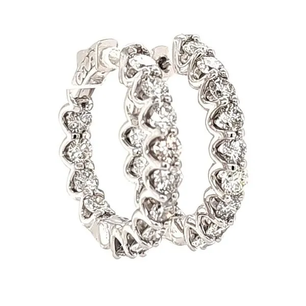 14K White Gold Inside/Outside Diamond Hoop Earrings Quality Gem LLC Bethel, CT