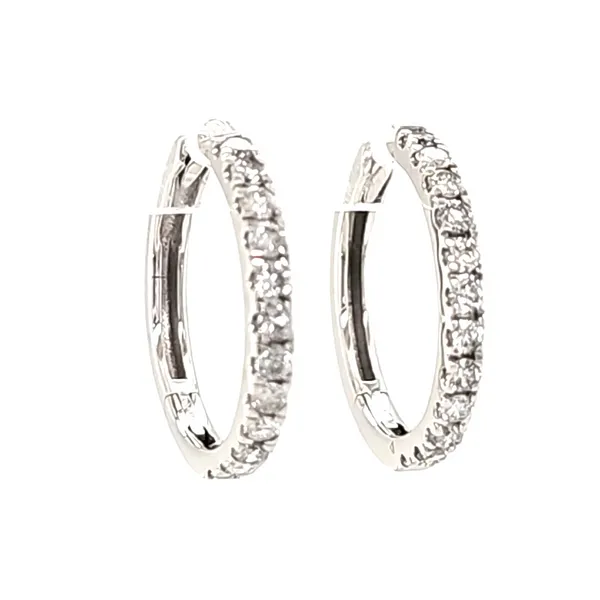 14K White Gold Diamond Hoop Earrings Quality Gem LLC Bethel, CT