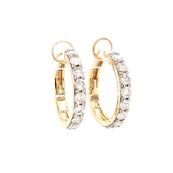 14K Yellow Gold Diamond Hinged Hoop Earrings Quality Gem LLC Bethel, CT