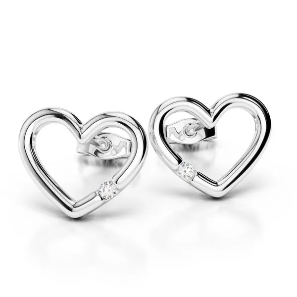 14K White Gold Diamond Open Heart Stud Earrings Quality Gem LLC Bethel, CT