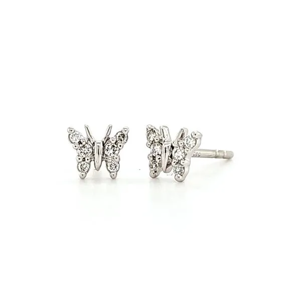 14K White Gold Diamond Butterfly Stud Earrings Quality Gem LLC Bethel, CT