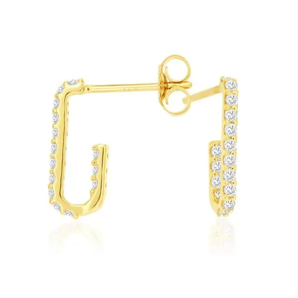 14K Yellow Gold Diamond Half Paperclip Earrings Quality Gem LLC Bethel, CT