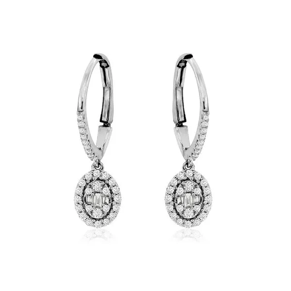 14K white Gold Leverback Diamond Earring with Cluster Dangles Quality Gem LLC Bethel, CT