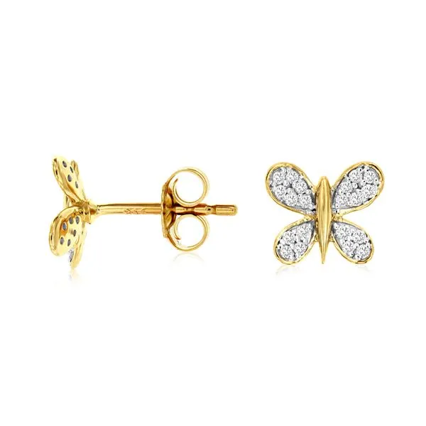 14K Yellow Gold Diamond Butterfly Stud Earrings Quality Gem LLC Bethel, CT