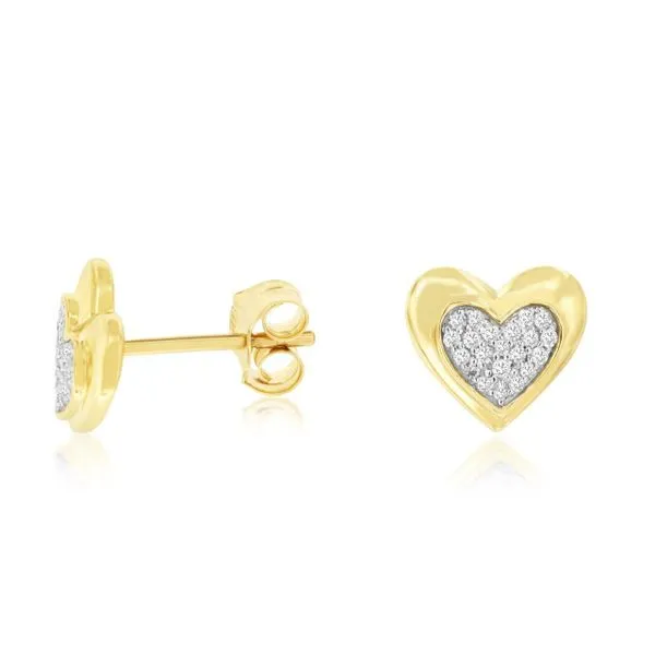 14K Yellow Gold Dia and Heart Earrings Quality Gem LLC Bethel, CT