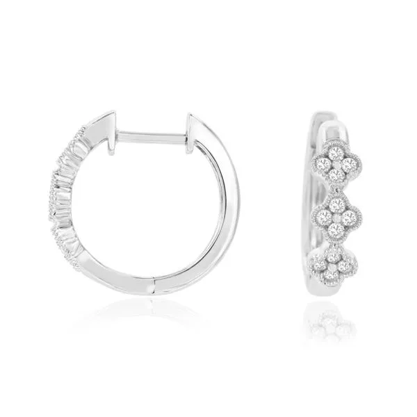 14K White Gold Diamond Quatrefoil Hoop Earrings Quality Gem LLC Bethel, CT