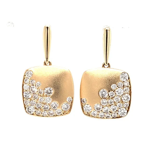 14K Yellow Gold Scatter Diamond Square Dangle Earrings Quality Gem LLC Bethel, CT