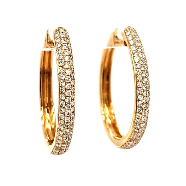14K Yellow Gold Oval Hoop Diamond Earrings Quality Gem LLC Bethel, CT