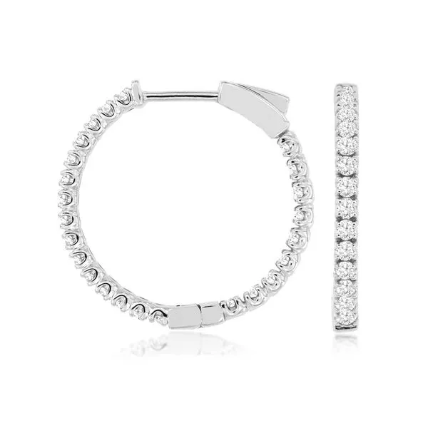 14K White Gold Inside/Outside Diamond Hoop Earrings Quality Gem LLC Bethel, CT