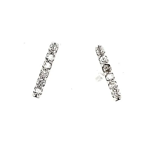 14K White Gold Diamond Bar Stud Earrings Quality Gem LLC Bethel, CT