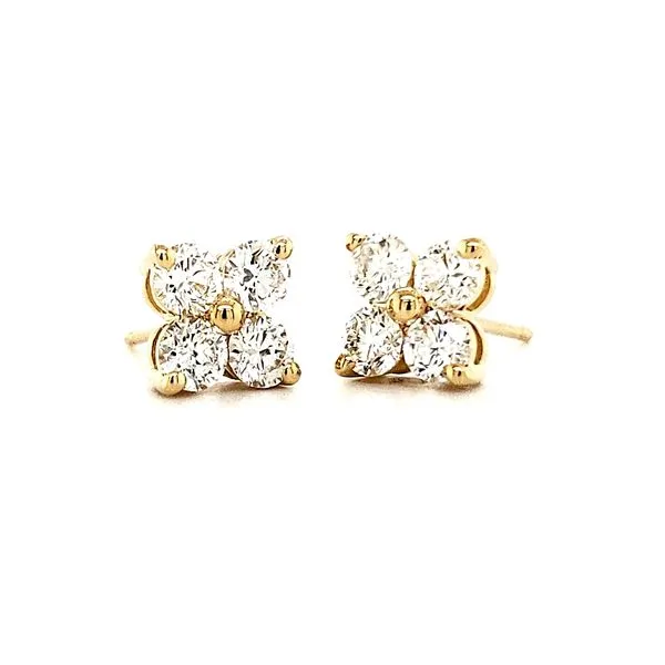 14K Yellow Gold 4 Diamond Cluster Earrings Quality Gem LLC Bethel, CT