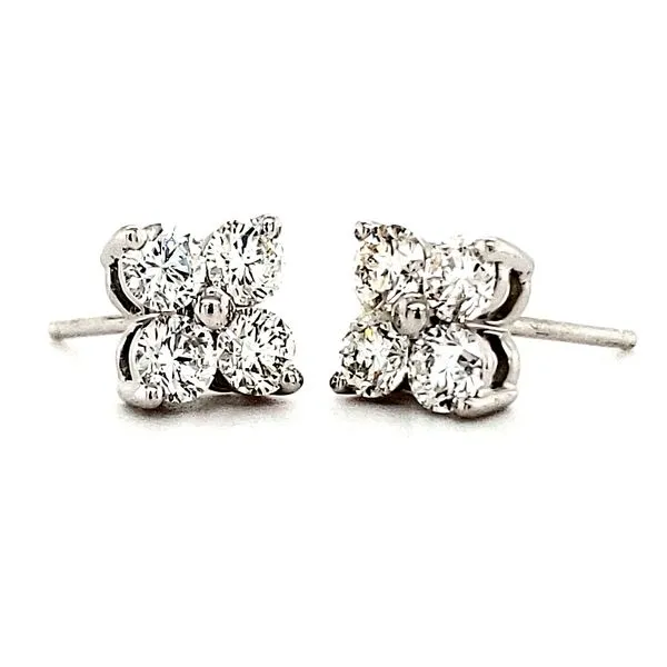 14K White Gold 4 Stone Diamond Cluster Earrings Quality Gem LLC Bethel, CT